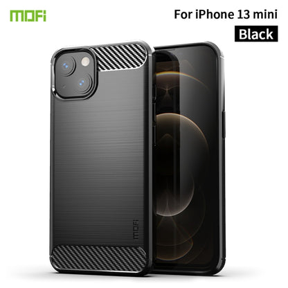 For iPhone 13 mini MOFI Gentleness Series Brushed Texture Carbon Fiber Soft TPU Case  (Black) - iPhone 13 mini Cases by MOFI | Online Shopping South Africa | PMC Jewellery