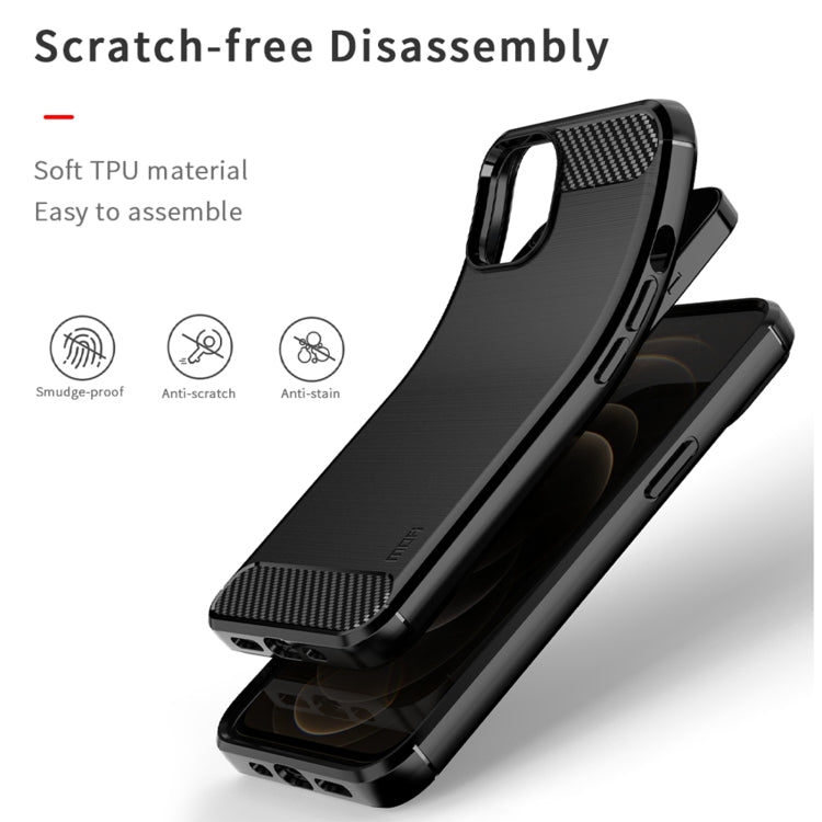 For iPhone 13 mini MOFI Gentleness Series Brushed Texture Carbon Fiber Soft TPU Case  (Black) - iPhone 13 mini Cases by MOFI | Online Shopping South Africa | PMC Jewellery