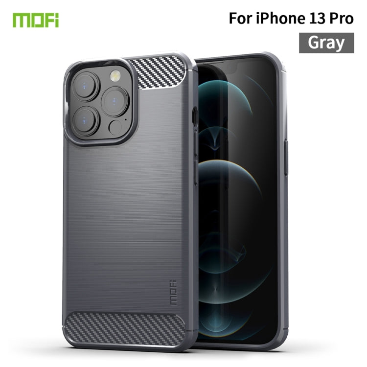 For iPhone 13 Pro MOFI Gentleness Series Brushed Texture Carbon Fiber Soft TPU Case  (Gray) - iPhone 13 Pro Cases by MOFI | Online Shopping South Africa | PMC Jewellery | Buy Now Pay Later Mobicred