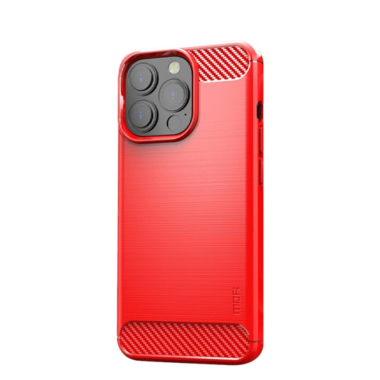 For iPhone 13 Pro MOFI Gentleness Series Brushed Texture Carbon Fiber Soft TPU Case  (Red) - iPhone 13 Pro Cases by MOFI | Online Shopping South Africa | PMC Jewellery