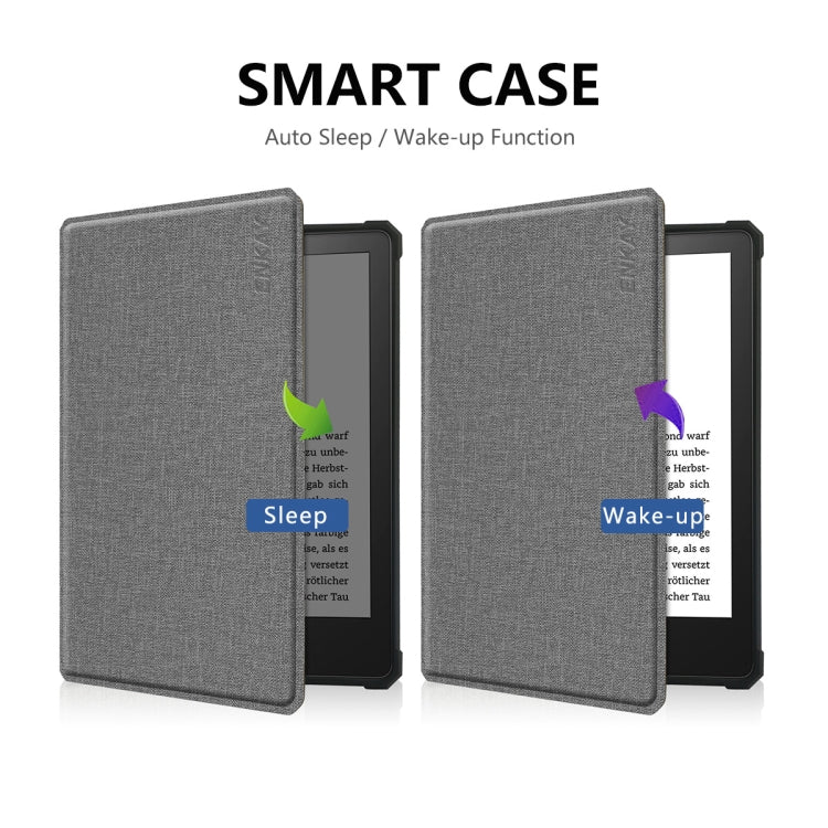 For Amazon Kindle Paperwhite 5 2021 ENKAY Solid Color Denim Texture Horizontal Flip Leather Tablet Case with Sleep / Wake-up Function(Grey) - free shipping - PMC TechLife - Order now!