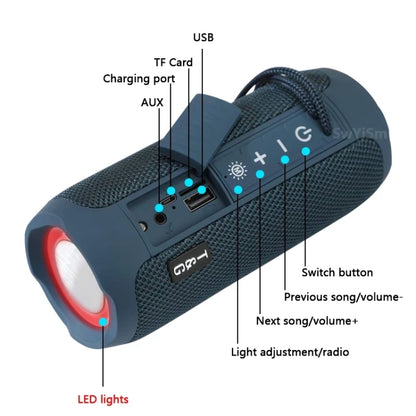 T&G TG227 Outdoor Portable Waterproof Bluetooth Music Speaker with LED Support FM / TF / USB(Navy blue) - Desktop Speaker by T&G | Online Shopping South Africa | PMC Jewellery | Buy Now Pay Later Mobicred