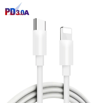 PD25W USB-C / Type-C + QC3.0 USB Dual Ports Fast Charger with USB-C to 8 Pin Data Cable, UK Plug(White) - USB Charger by PMC Jewellery | Online Shopping South Africa | PMC Jewellery | Buy Now Pay Later Mobicred