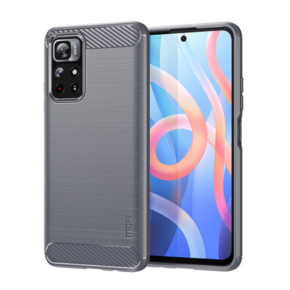 For Xiaomi Redmi Note11 / Poco M4 Pro 5G MOFI Gentleness Series Brushed Texture Carbon Fiber Soft TPU Phone Case(Gray) - Xiaomi Cases by MOFI | Online Shopping South Africa | PMC Jewellery