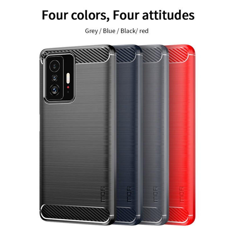 For Xiaomi Mi 11T / 11T Pro MOFI Gentleness Series Brushed Texture Carbon Fiber Soft TPU Phone Case(Blue) - Xiaomi Cases by MOFI | Online Shopping South Africa | PMC Jewellery