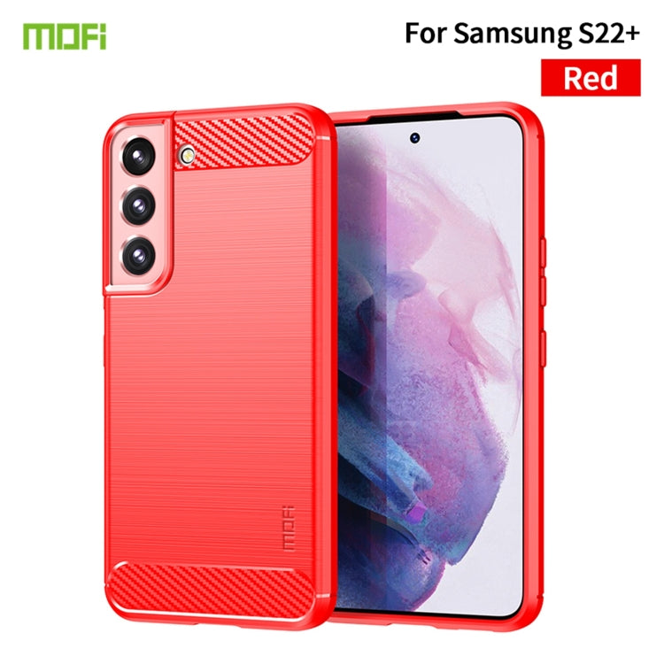 For Samsung Galaxy S22+ 5G MOFI Gentleness Series Brushed Texture Carbon Fiber Soft TPU Case(Red) - Galaxy S22+ 5G Cases by MOFI | Online Shopping South Africa | PMC Jewellery