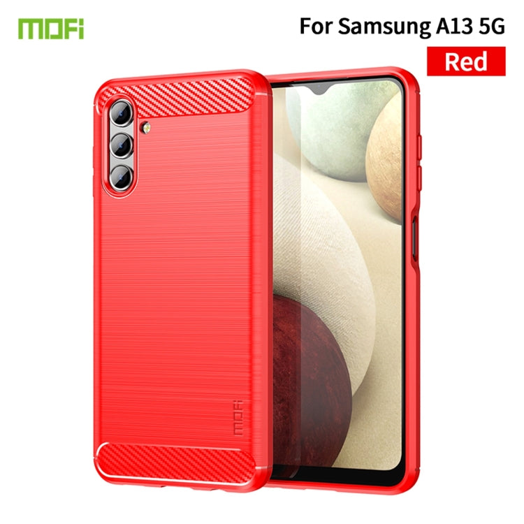 For Samsung Galaxy A13 5G MOFI Gentleness Series Brushed Texture Carbon Fiber Soft TPU Case(Red) - Galaxy Phone Cases by MOFI | Online Shopping South Africa | PMC Jewellery | Buy Now Pay Later Mobicred