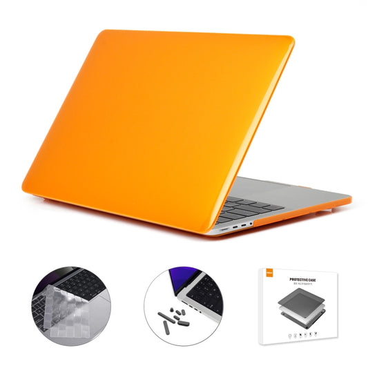 ENKAY Hat-Prince 3 in 1 Crystal Laptop Protective Case + TPU Keyboard Film + Anti-dust Plugs Set for MacBook Pro 14.2 inch A2442 2021, Version:EU Version(Orange) - MacBook Pro Cases by ENKAY | Online Shopping South Africa | PMC Jewellery | Buy Now Pay Later Mobicred