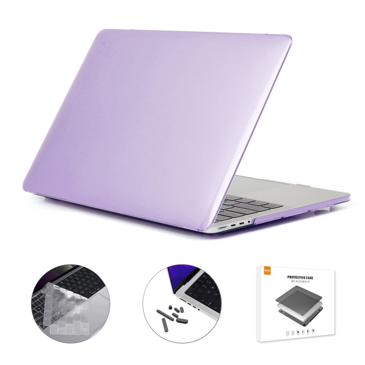 ENKAY Hat-Prince 3 in 1 Crystal Laptop Protective Case + TPU Keyboard Film + Anti-dust Plugs Set for MacBook Pro 14.2 inch A2442 2021, Version:EU Version(Purple) - MacBook Pro Cases by ENKAY | Online Shopping South Africa | PMC Jewellery | Buy Now Pay Later Mobicred