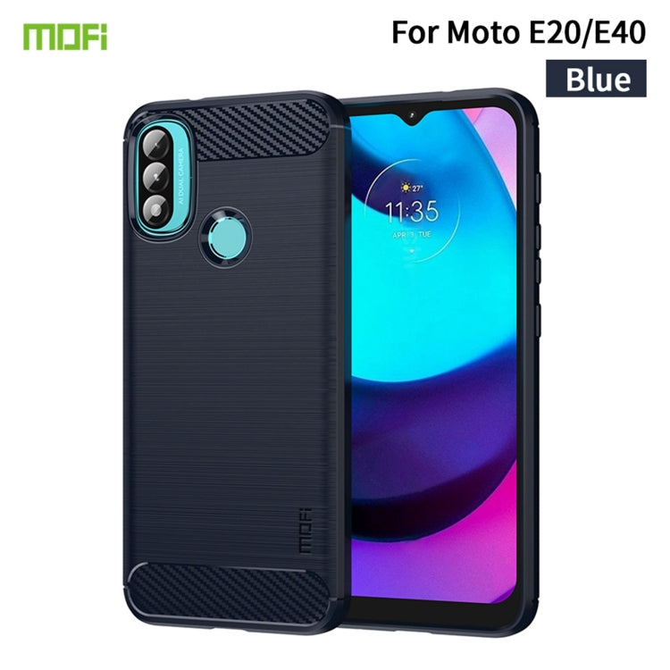 For Motorola Moto E20 / E30 / E40 MOFI Gentleness Series Brushed Texture Carbon Fiber Soft TPU Case(Blue) - Motorola Cases by MOFI | Online Shopping South Africa | PMC Jewellery