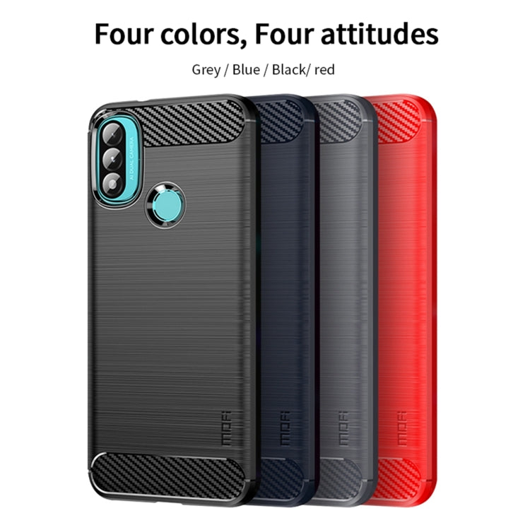 For Motorola Moto E20 / E30 / E40 MOFI Gentleness Series Brushed Texture Carbon Fiber Soft TPU Case(Red) - Motorola Cases by MOFI | Online Shopping South Africa | PMC Jewellery