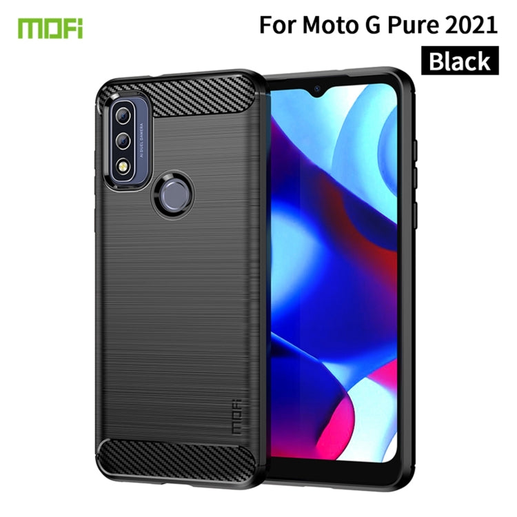 For Motorola Moto G Pure 2021 MOFI Gentleness Series Brushed Texture Carbon Fiber Soft TPU Case(Black) - Motorola Cases by MOFI | Online Shopping South Africa | PMC Jewellery