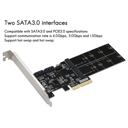 SATA3.0 PCIE3.0 to 2-port M.2 (B-KEY) Adapter Card - Add-on Cards by PMC Jewellery | Online Shopping South Africa | PMC Jewellery | Buy Now Pay Later Mobicred