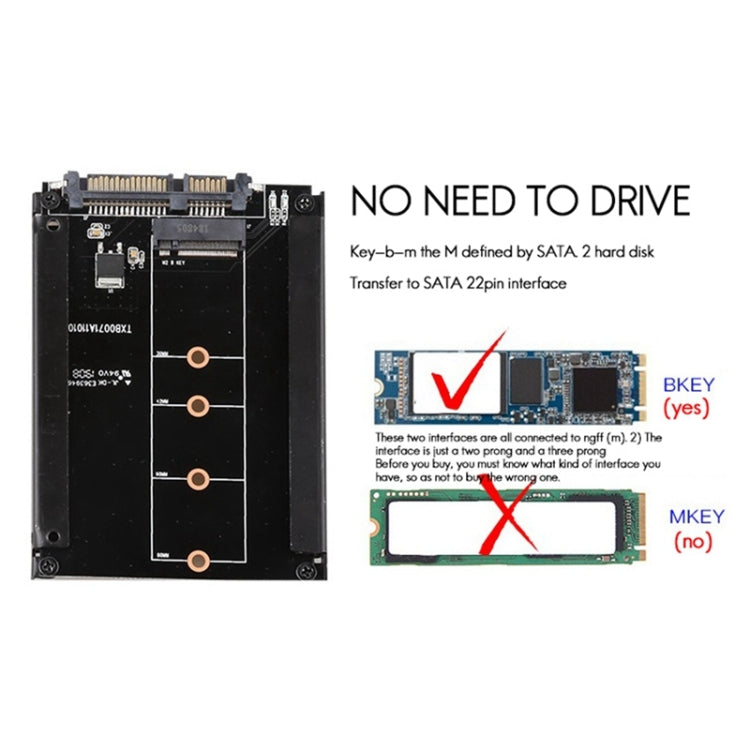 M.2 to SATA3.0 Expansion Card 22-pin Adapter 2.5-inch SSD Interface Conversion Card - Add-on Cards by PMC Jewellery | Online Shopping South Africa | PMC Jewellery | Buy Now Pay Later Mobicred