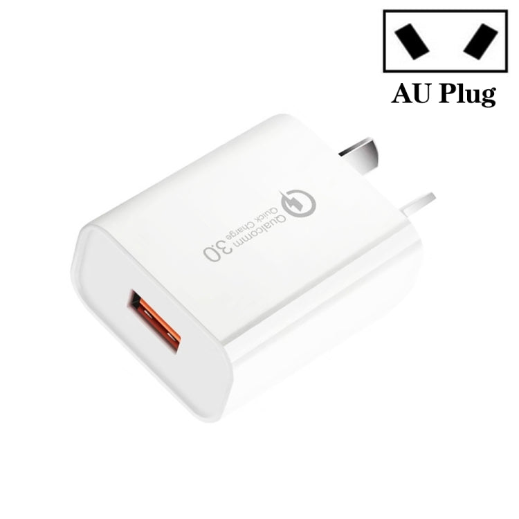 CA-25 QC3.0 USB 3A Fast Charger for Mobile Phone, AU Plug(White) - USB Charger by PMC Jewellery | Online Shopping South Africa | PMC Jewellery | Buy Now Pay Later Mobicred