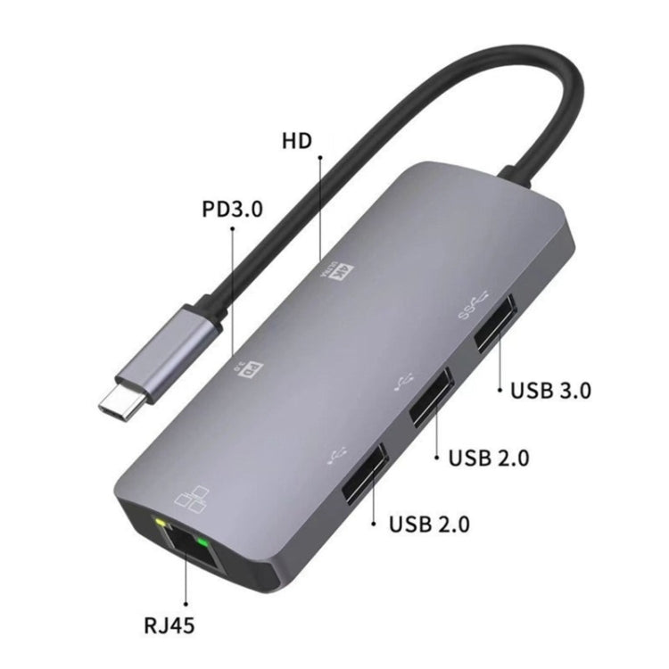 UC910 6-in-1 Type-C to HD+PD3.0+RJ45+USB3.0+USB2.0 x 2 Hub Adapter - USB HUB by PMC Jewellery | Online Shopping South Africa | PMC Jewellery | Buy Now Pay Later Mobicred