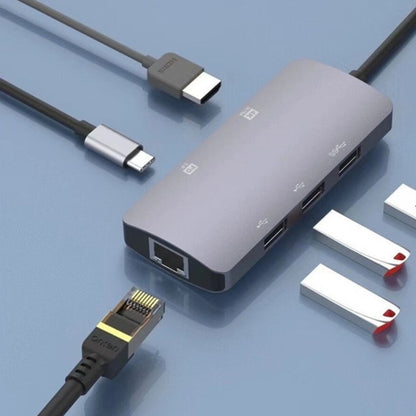 UC910 6-in-1 Type-C to HD+PD3.0+RJ45+USB3.0+USB2.0 x 2 Hub Adapter - USB HUB by PMC Jewellery | Online Shopping South Africa | PMC Jewellery | Buy Now Pay Later Mobicred