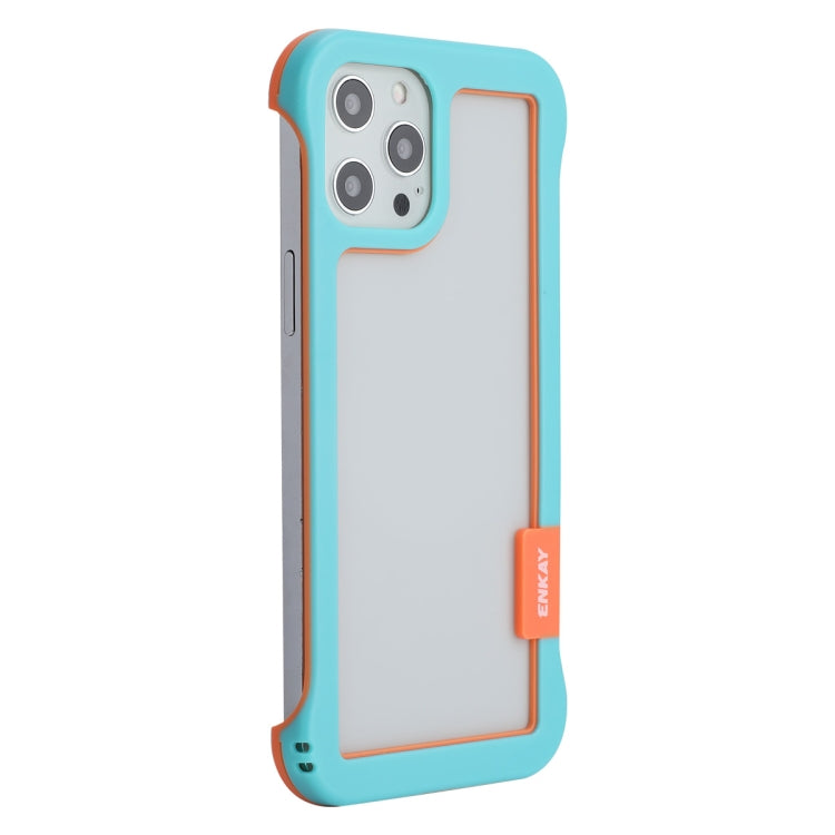 For iPhone 12 / 12 Pro ENKAY Frameless Hollow Shockproof PC Case(Blue) - iPhone 12 / 12 Pro Cases by ENKAY | Online Shopping South Africa | PMC Jewellery | Buy Now Pay Later Mobicred