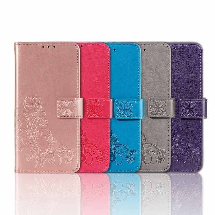 For OPPO Reno7 5G Four-leaf Clasp Embossed Buckle Leather Phone Case(Purple) - OPPO Cases by PMC TechLife | Online Shopping South Africa | PMC TechLife | Buy Now Pay Later Mobicred