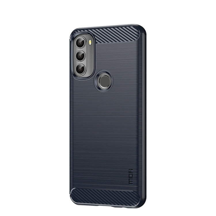 For Motorola Moto G71 5G MOFI Gentleness Brushed Carbon Fiber Soft TPU Case(Blue) - Motorola Cases by MOFI | Online Shopping South Africa | PMC Jewellery