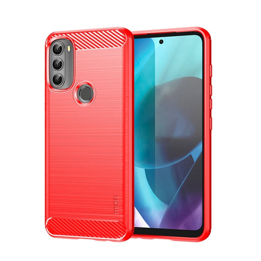 For Motorola Moto G71 5G MOFI Gentleness Brushed Carbon Fiber Soft TPU Case(Red) - Motorola Cases by MOFI | Online Shopping South Africa | PMC Jewellery | Buy Now Pay Later Mobicred