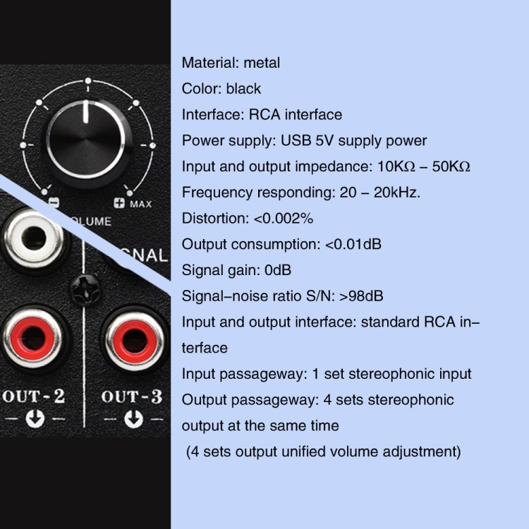 1 In 4 Out Audio Frequency Signal Distribute Device Non Consumption Output RCA Interface -  by PMC Jewellery | Online Shopping South Africa | PMC Jewellery | Buy Now Pay Later Mobicred