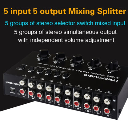 5 In 5 Out Audio Signal Selector Sound Mixing Distribute Device Input Independent Switch -  by PMC Jewellery | Online Shopping South Africa | PMC Jewellery | Buy Now Pay Later Mobicred