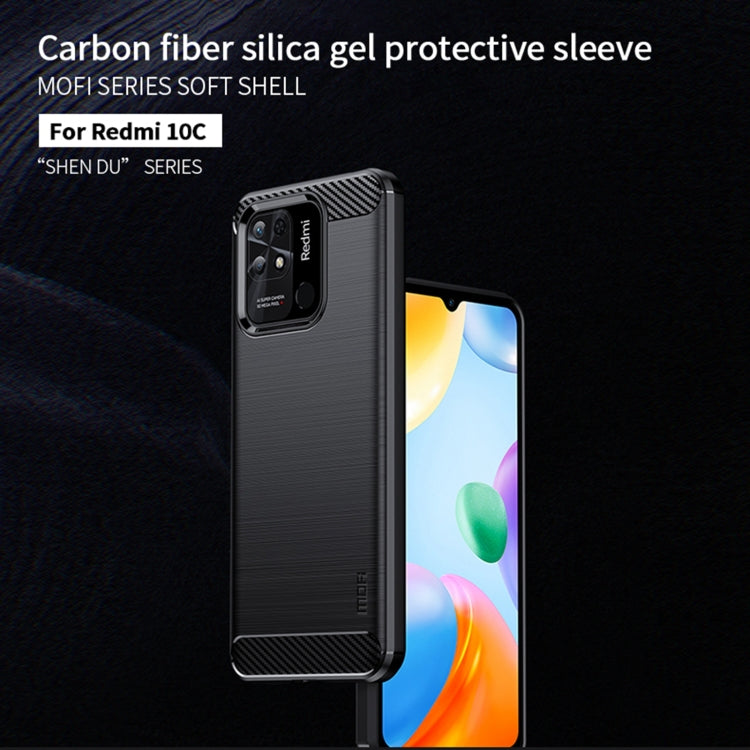 For Xiaomi Redmi 10C MOFI Gentleness Brushed Carbon Fiber Soft TPU Case(Black) - Xiaomi Cases by MOFI | Online Shopping South Africa | PMC TechLife