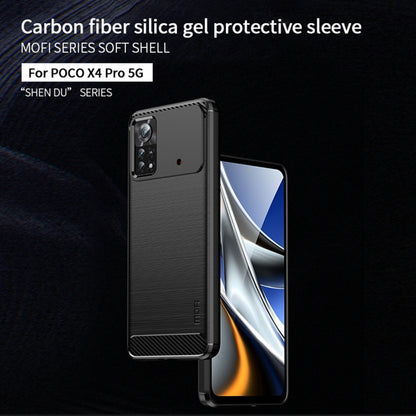 For Xiaomi Poco X4 Pro 5G MOFI Gentleness Brushed Carbon Fiber Soft TPU Case(Blue) - Xiaomi Cases by MOFI | Online Shopping South Africa | PMC Jewellery