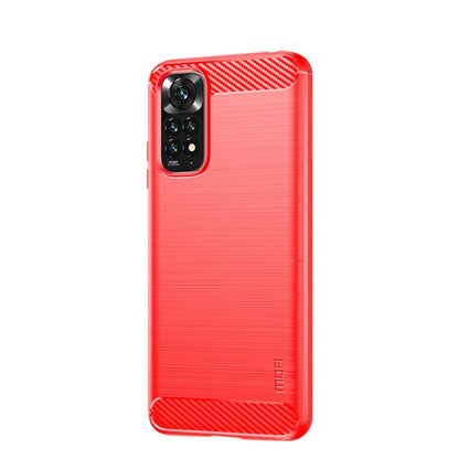 For Xiaomi Redmi Note 11 4G Global / Note 11S 4G MOFI Gentleness Brushed Carbon Fiber TPU Case(Red) - Xiaomi Cases by MOFI | Online Shopping South Africa | PMC Jewellery