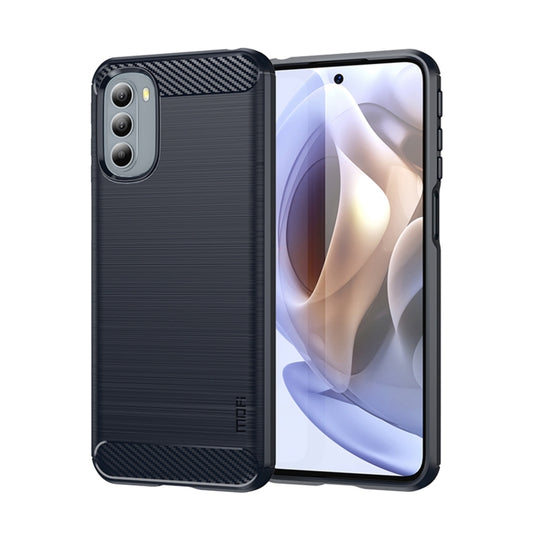 For Motorola Moto G31/G41 MOFI Gentleness Series Brushed Texture Carbon Fiber TPU Phone Case(Blue) - Motorola Cases by MOFI | Online Shopping South Africa | PMC Jewellery