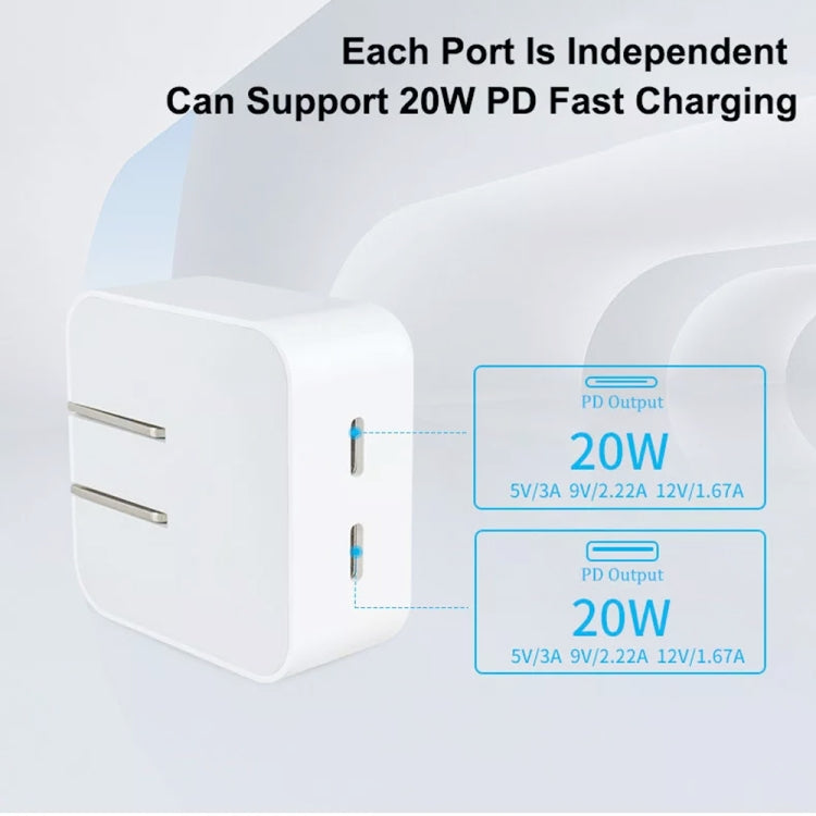 SDC-40W Dual PD USB-C / Type-C Charger for iPhone / iPad Series, US Plug - USB Charger by PMC Jewellery | Online Shopping South Africa | PMC Jewellery | Buy Now Pay Later Mobicred