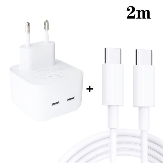 SDC-40W Dual PD USB-C / Type-C Ports Charger with 2m Type-C to Type-C Data Cable, EU Plug - USB Charger by PMC Jewellery | Online Shopping South Africa | PMC Jewellery | Buy Now Pay Later Mobicred