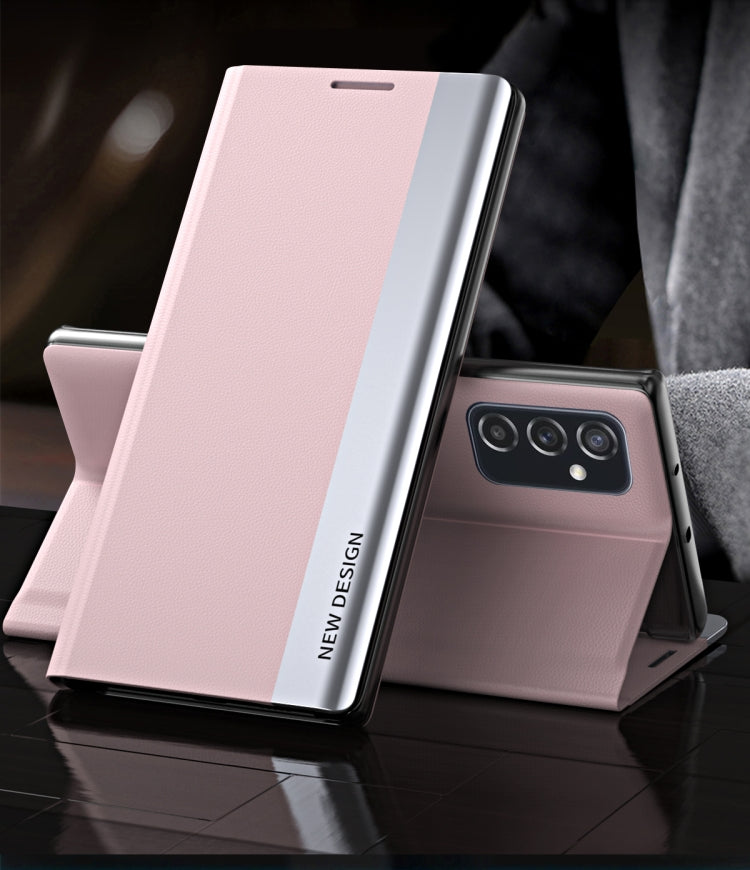 For Samsung Galaxy M23 5G Side Electroplated Adsorption Flip Leather Case(Pink) - free shipping - PMC TechLife - Order now!