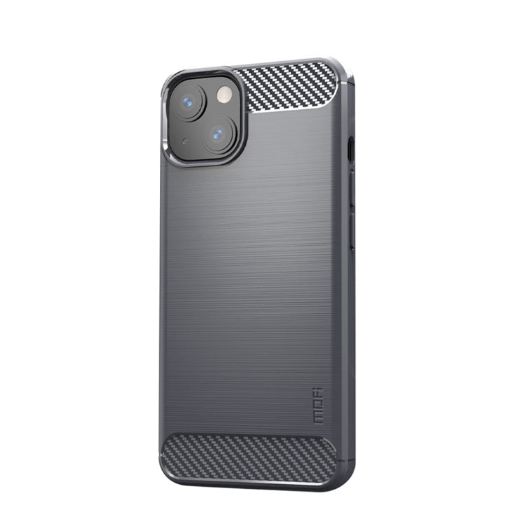 For iPhone 14 MOFI Gentleness Brushed Texture Carbon Fiber TPU Phone Case (Gray) - iPhone 14 Cases by MOFI | Online Shopping South Africa | PMC Jewellery