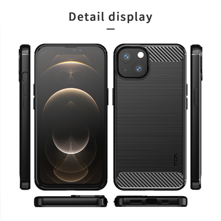 For iPhone 14 MOFI Gentleness Brushed Texture Carbon Fiber TPU Phone Case (Gray) - iPhone 14 Cases by MOFI | Online Shopping South Africa | PMC TechLife