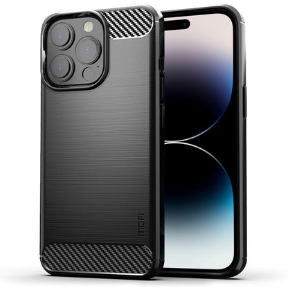 For iPhone 14 Pro Max MOFI Gentleness Brushed Texture Carbon Fiber TPU Phone Case (Black) - iPhone 14 Pro Max Cases by MOFI | Online Shopping South Africa | PMC Jewellery