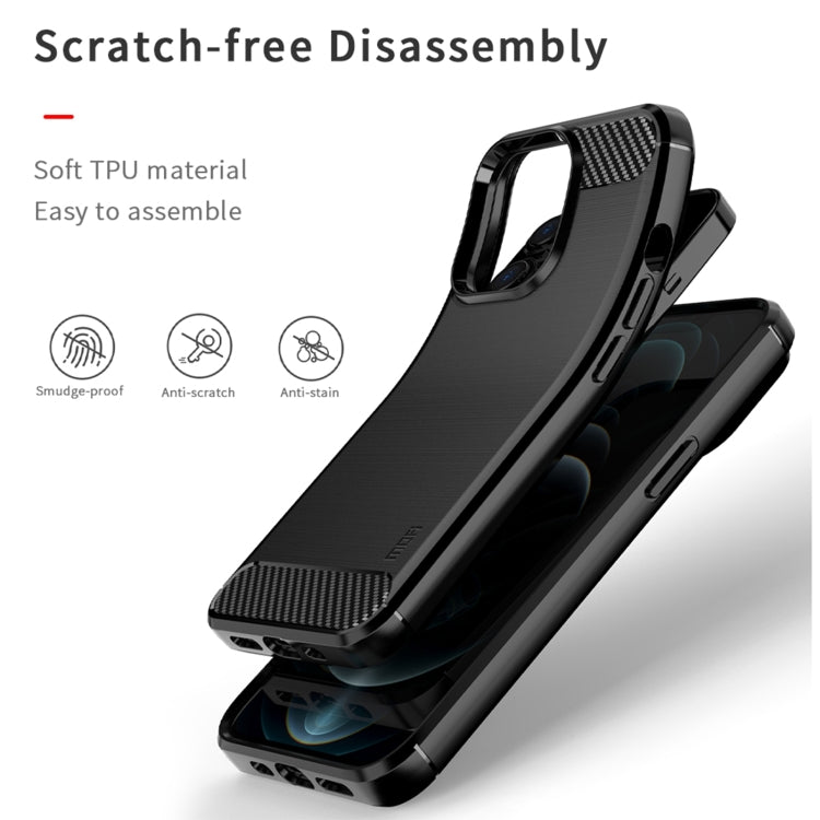 For iPhone 14 Pro Max MOFI Gentleness Brushed Texture Carbon Fiber TPU Phone Case (Gray) - iPhone 14 Pro Max Cases by MOFI | Online Shopping South Africa | PMC TechLife