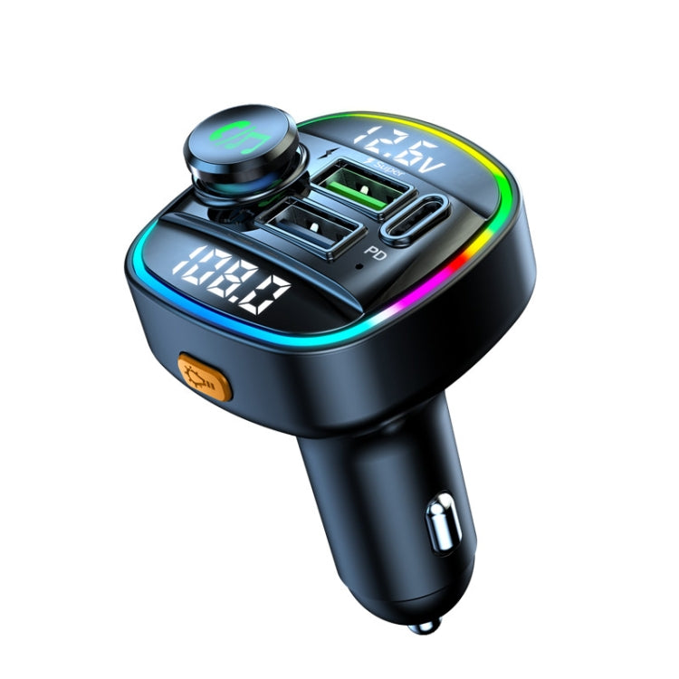 C22 Car Bluetooth 5.0 FM Transmitter LED Light Voltage Display QC 3.0 PD Charger - Bluetooth Car Kits by PMC Jewellery | Online Shopping South Africa | PMC Jewellery | Buy Now Pay Later Mobicred