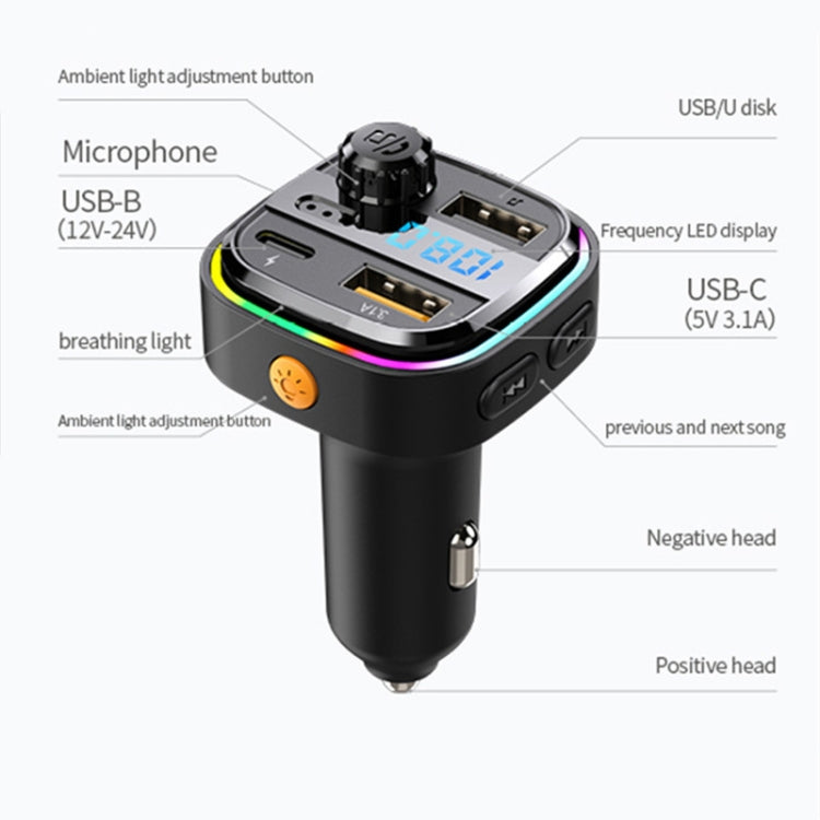 C24 Car Bluetooth MP3 Player Fast Charging FM Transmitter Wireless Handsfree - Bluetooth Car Kits by PMC Jewellery | Online Shopping South Africa | PMC Jewellery | Buy Now Pay Later Mobicred