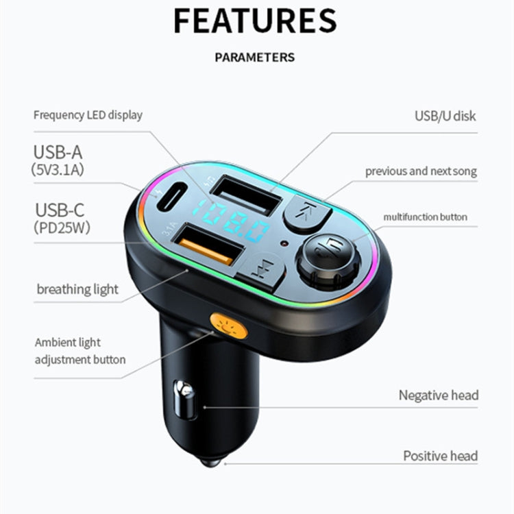 C29 Car Bluetooth 5.0 FM Transmitter  Car MP3 Player Fast Charge U Disk Lossless Music Player - Bluetooth Car Kits by PMC TechLife | Online Shopping South Africa | PMC TechLife | Buy Now Pay Later Mobicred