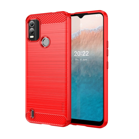 For Nokia C21 Plus MOFI Gentleness Brushed Carbon Fiber Soft TPU Case(Red) - Nokia Cases by MOFI | Online Shopping South Africa | PMC Jewellery | Buy Now Pay Later Mobicred