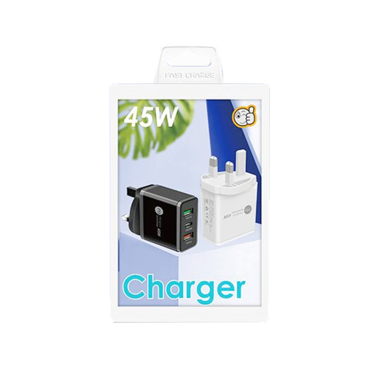 45W PD3.0 + 2 x QC3.0 USB Multi Port Quick Charger, UK Plug(Black) - USB Charger by PMC Jewellery | Online Shopping South Africa | PMC Jewellery | Buy Now Pay Later Mobicred