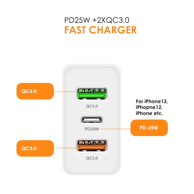 45W PD3.0 + 2 x QC3.0 USB Multi Port Charger with Type-C to 8 Pin Cable, US Plug(Black) - USB Charger by PMC Jewellery | Online Shopping South Africa | PMC Jewellery | Buy Now Pay Later Mobicred