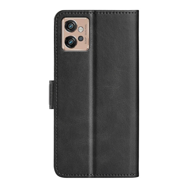 For Motorola Moto G32 Dual-side Magnetic Buckle Leather Phone Case(Black) - Motorola Cases by PMC Jewellery | Online Shopping South Africa | PMC Jewellery | Buy Now Pay Later Mobicred