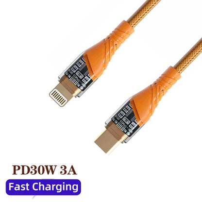 PD30W USB-C / Type-C to 8 Pin Transparent 3A Fast Charging Data Cable, Length: 1m(Orange) - 2 in 1 Cable by PMC Jewellery | Online Shopping South Africa | PMC Jewellery | Buy Now Pay Later Mobicred