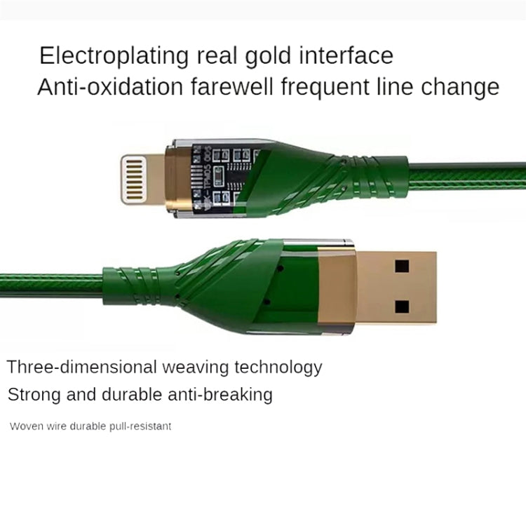 2.4A USB to 8 Pin Transparent Fast Charging Data Cable, Length: 1m(Orange) - Normal Style Cable by PMC Jewellery | Online Shopping South Africa | PMC Jewellery | Buy Now Pay Later Mobicred