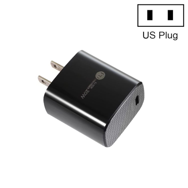 PD11 Mini Single Port PD3.0 USB-C / Type-C 20W Fast Charger for iPhone / iPad Series, US Plug(Black) - USB Charger by PMC Jewellery | Online Shopping South Africa | PMC Jewellery | Buy Now Pay Later Mobicred