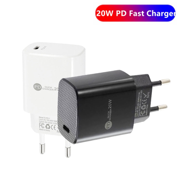 PD11 Mini Single Port PD3.0 USB-C / Type-C 20W Fast Charger for iPhone / iPad Series, EU Plug(Black) - USB Charger by PMC Jewellery | Online Shopping South Africa | PMC Jewellery | Buy Now Pay Later Mobicred