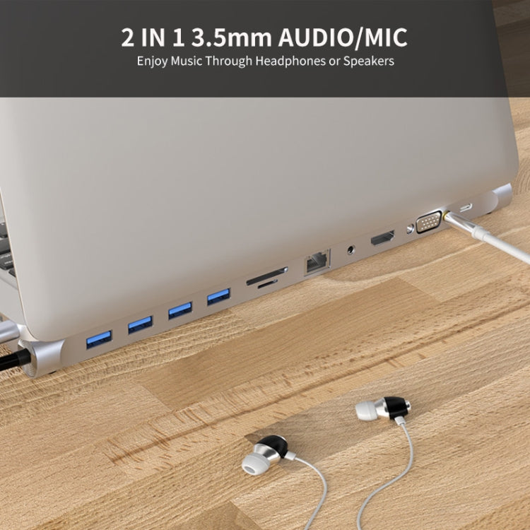 JUNSUNMAY 11 in 1 Multifunctional USB C Hub Docking Station Adapter SD/TF Card Reader - USB HUB by JUNSUNMAY | Online Shopping South Africa | PMC Jewellery | Buy Now Pay Later Mobicred